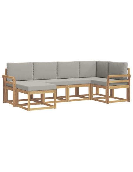 Set di divani da esterno 6 pcs Bianco e Grigio Chiaro