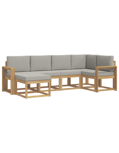 Set di divani da esterno 6 pcs Bianco e Grigio Chiaro