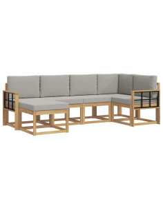 Set di divani da esterno 6 pcs Bianco e Grigio Chiaro 2