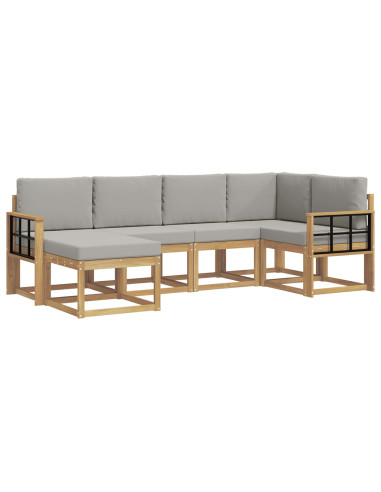 Set di divani da esterno 6 pcs Bianco e Grigio Chiaro