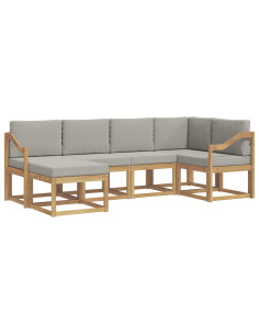 Set di divani da esterno 6 pcs Bianco e Grigio Chiaro 2