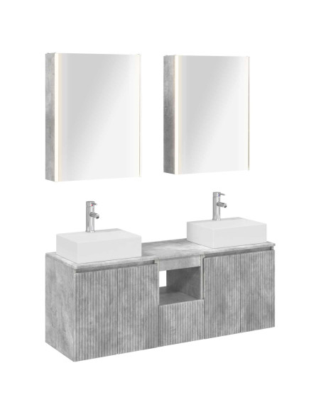 Set di Armadi da Bagno 5 pcs Grigio Cemento