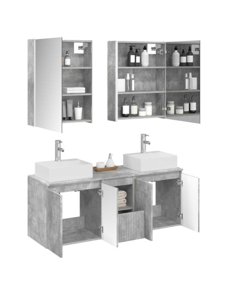 Set di Armadi da Bagno 5 pcs Grigio Cemento