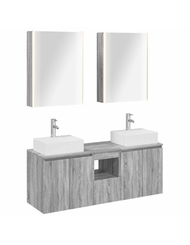 Set di Armadi da Bagno 5 pcs Sonoma grigio Legno ingegnerizzato