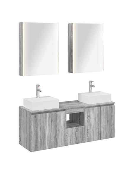 Set di Armadi da Bagno 5 pcs Sonoma grigio Legno ingegnerizzato