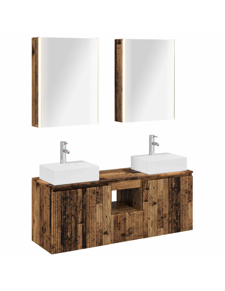 Set di Armadi da Bagno 5 pcs Legno antico Legno ingegnerizzato