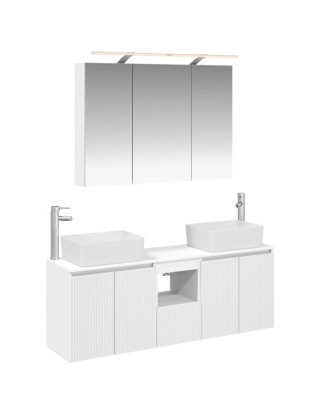 Set di Armadi da Bagno 4 pcs Bianco Legno ingegnerizzato
