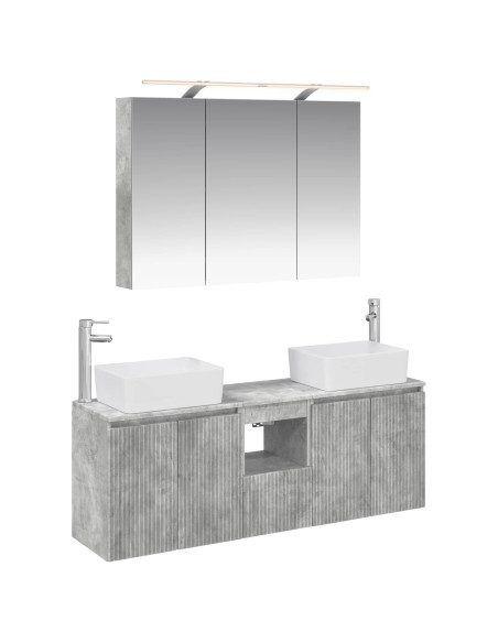 Set di Armadi da Bagno 4 pcs Grigio Cemento