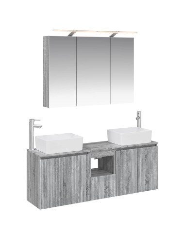 Set di Armadi da Bagno 4 pcs Sonoma grigio Legno ingegnerizzato