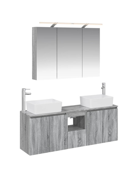 Set di Armadi da Bagno 4 pcs Sonoma grigio Legno ingegnerizzato