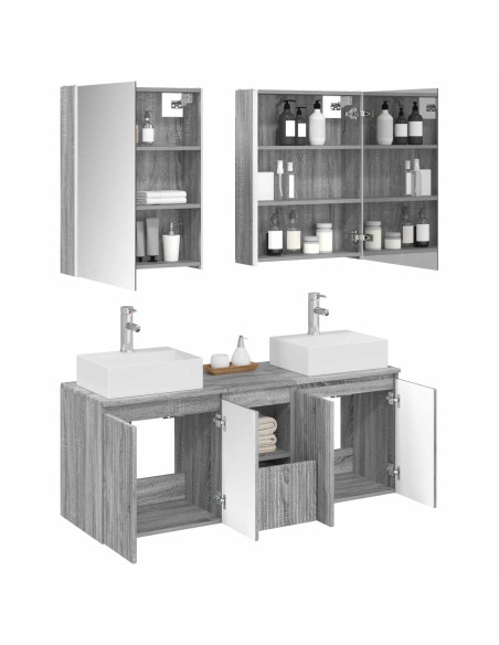 Set di Armadi da Bagno 5 pcs Sonoma grigio Legno ingegnerizzato
