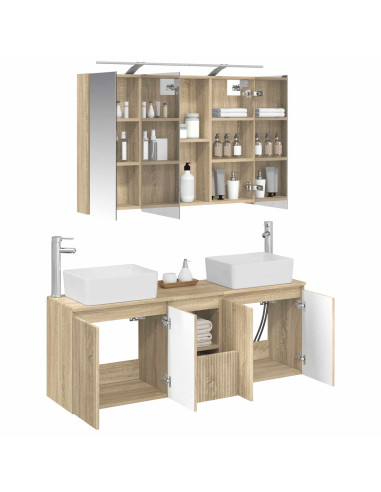 Set di Armadi da Bagno 4 pcs Rovere Sonoma Legno ingegnerizzato