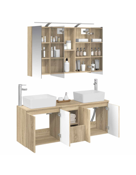 Set di Armadi da Bagno 4 pcs Rovere Sonoma Legno ingegnerizzato
