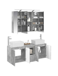 Set di Armadi da Bagno 4 pcs Grigio Cemento 2