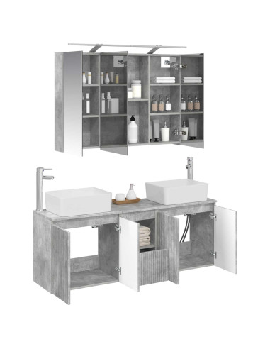 Set di Armadi da Bagno 4 pcs Grigio Cemento