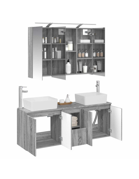 Set di Armadi da Bagno 4 pcs Sonoma grigio Legno ingegnerizzato
