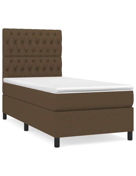 Giroletto a Molle con Materasso Marrone Scuro 100x200cm Tessuto