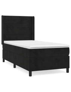 Giroletto a Molle con Materasso Nero 80x200 cm in Velluto