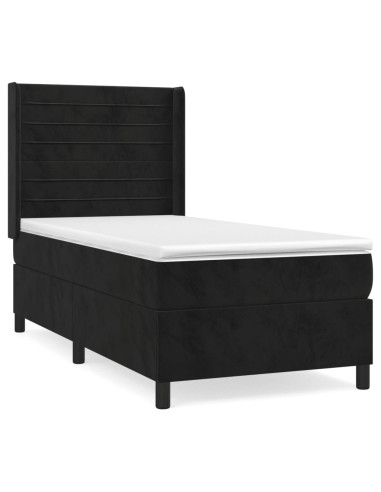 Giroletto a Molle con Materasso Nero 80x200 cm in Velluto