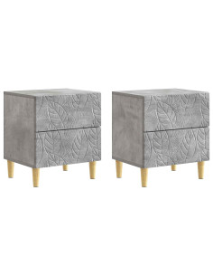 Comodino 2 pcs Grigio Cemento 43 x 34,5 x 48 cm