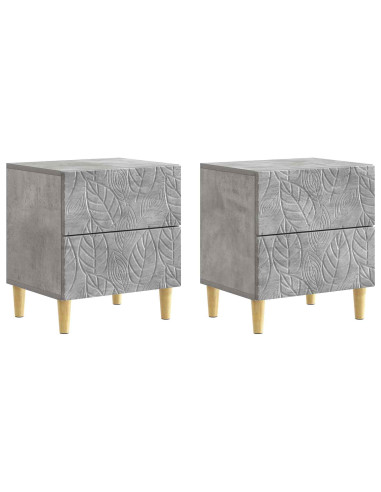 Comodino 2 pcs Grigio Cemento 43 x 34,5 x 48 cm