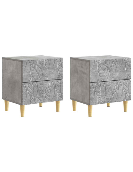 Comodino 2 pcs Grigio Cemento 43 x 34,5 x 48 cm