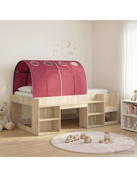 Letto alto per bambini con storage 3 pz Rovere Sonoma e Rosso