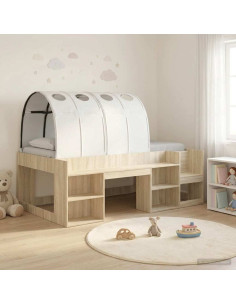 Letto alto per bambini con storage 3 pz Rovere Sonoma e bianco