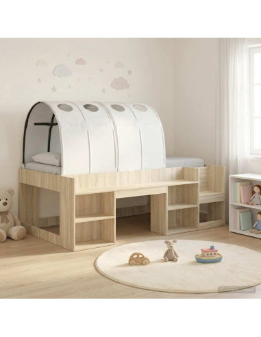 Letto alto per bambini con storage 3 pz Rovere Sonoma e bianco