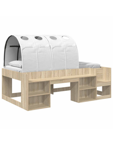 Letto alto per bambini con storage 3 pz Rovere Sonoma e bianco