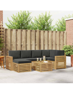 Set di divani da esterno 7 pcs Bianco e Antracite Poliestere