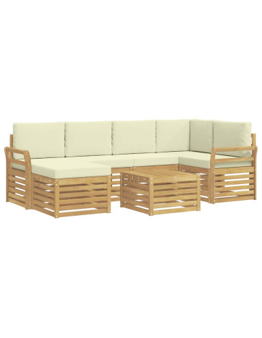 Set di divani da esterno 7 pcs Bianco e Crema Poliestere