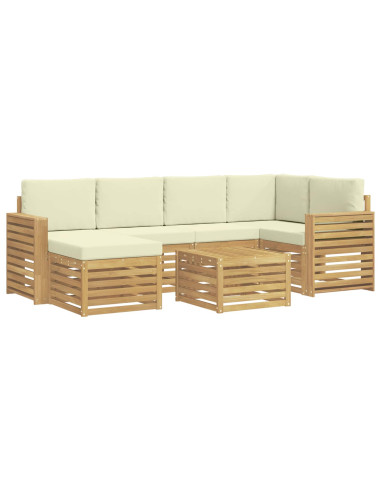 Set di divani da esterno 7 pcs Bianco e Crema Poliestere