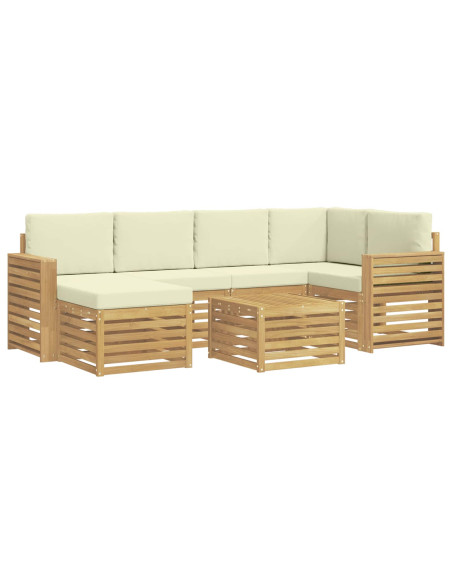 Set di divani da esterno 7 pcs Bianco e Crema Poliestere