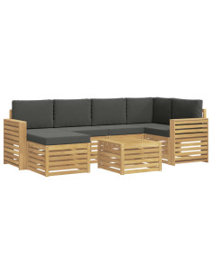 Set di divani da esterno 7 pcs Bianco e Antracite Poliestere 2