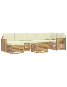 Set di divani da esterno 8 pcs Bianco e Crema 59 x 59 x 37 cm 2