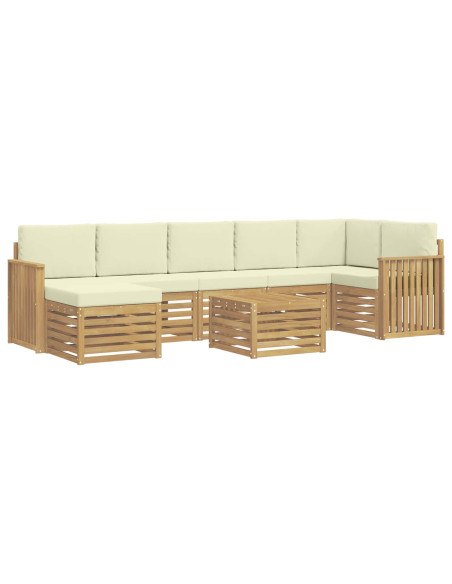 Set di divani da esterno 8 pcs Bianco e Crema 59 x 59 x 37 cm