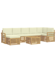 Set di divani da esterno 8 pcs Bianco e Crema 59 x 59 x 37 cm 2