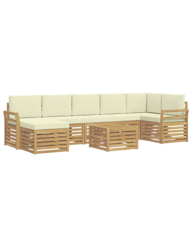 Set di divani da esterno 8 pcs Bianco e Crema 59 x 59 x 37 cm