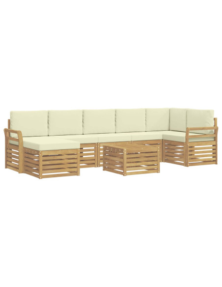Set di divani da esterno 8 pcs Bianco e Crema 59 x 59 x 37 cm