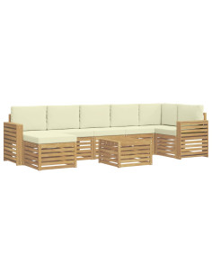 Set di divani da esterno 8 pcs Bianco e Crema 59 x 59 x 37 cm 2