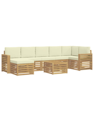 Set di divani da esterno 8 pcs Bianco e Crema 59 x 59 x 37 cm