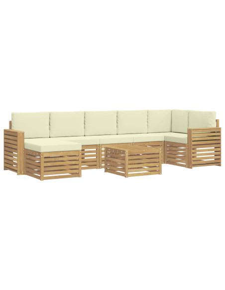 Set di divani da esterno 8 pcs Bianco e Crema 59 x 59 x 37 cm