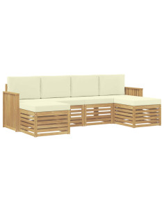 Set di divani da esterno 6 pcs Bianco e Crema 2