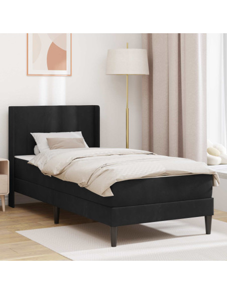 Struttura letto con materasso Nero 90 x 190 cm Velluto