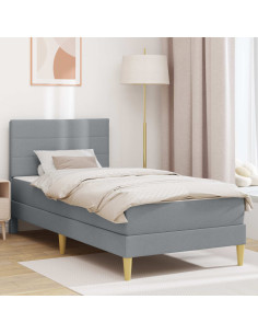 Struttura letto con materasso Grigio chiaro 90 x 190 cm Tessuto