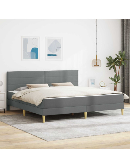 Struttura letto con materasso Grigio scuro 180 x 200 cm Tessuto