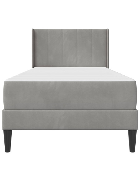 Struttura letto con materasso Grigio chiaro 90 x 190 cm Velluto