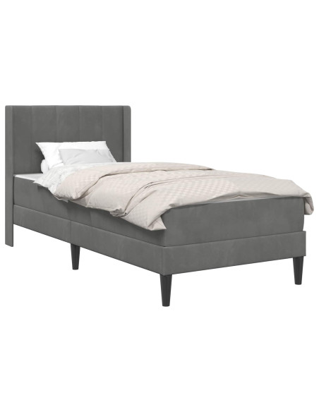 Struttura letto con materasso Grigio scuro 90 x 190 cm Velluto
