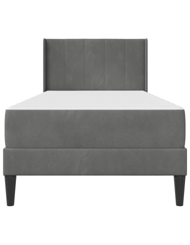 Struttura letto con materasso Grigio scuro 90 x 190 cm Velluto